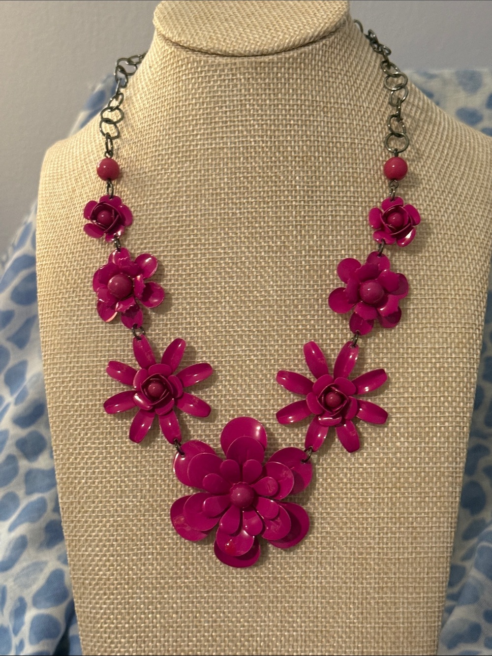 Claire's Hot Pink Floral Statement Necklace